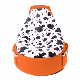 Кресло мешок Comfort Orange cow (экокожа + мех)