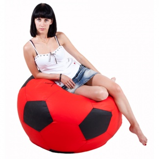 Кресло мешок Футбольный мяч Cherry black (экокожа)
